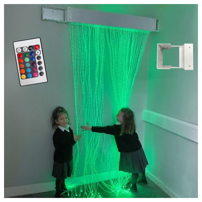 Fibre Curtain Wall Mounted Remote Controlled 240cm Long & Swing Bracket