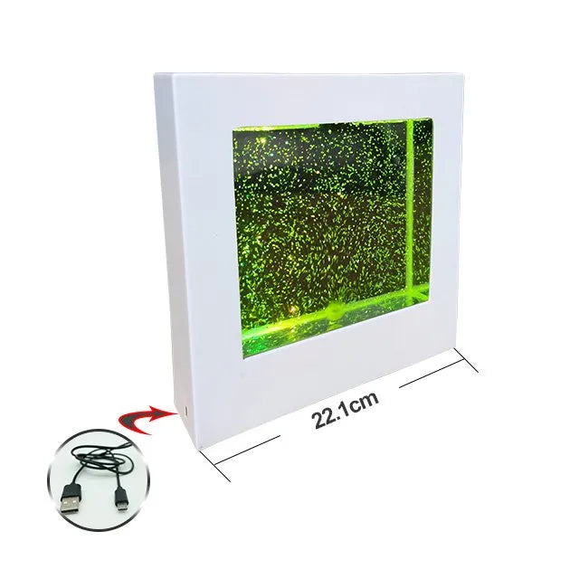 Sensory Light LED Glitter Filled Square Light Lamp 220mm